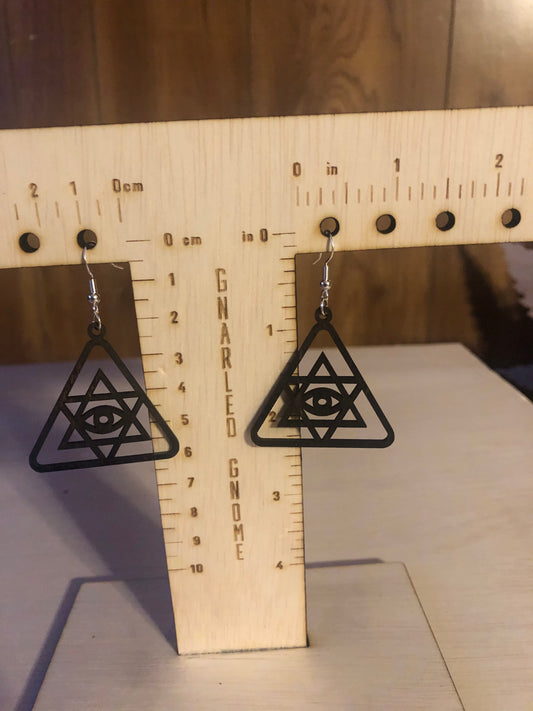 All Seeing Eye Espresso Stained Earrings