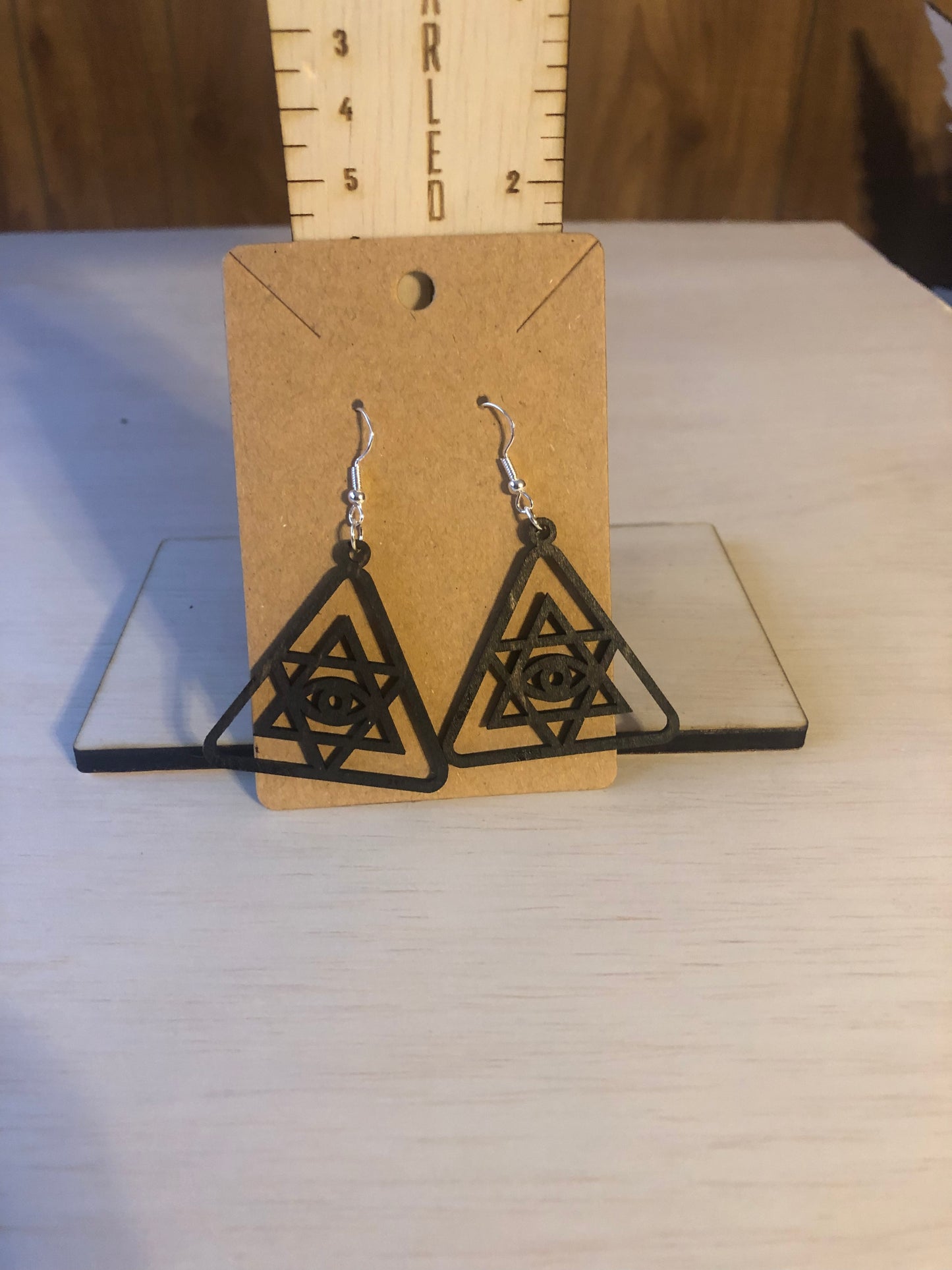 All Seeing Eye Espresso Stained Earrings