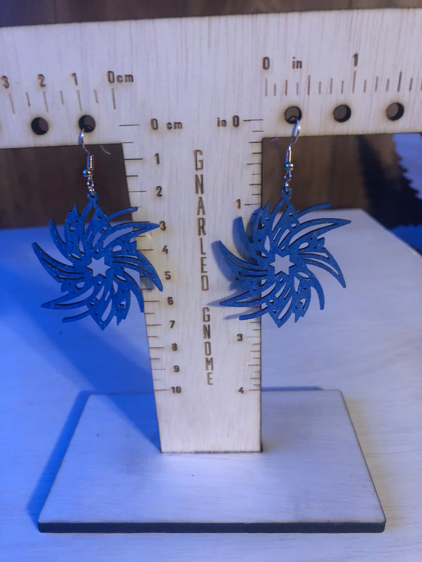 Swirling Galaxy Metallic Blue Earrings