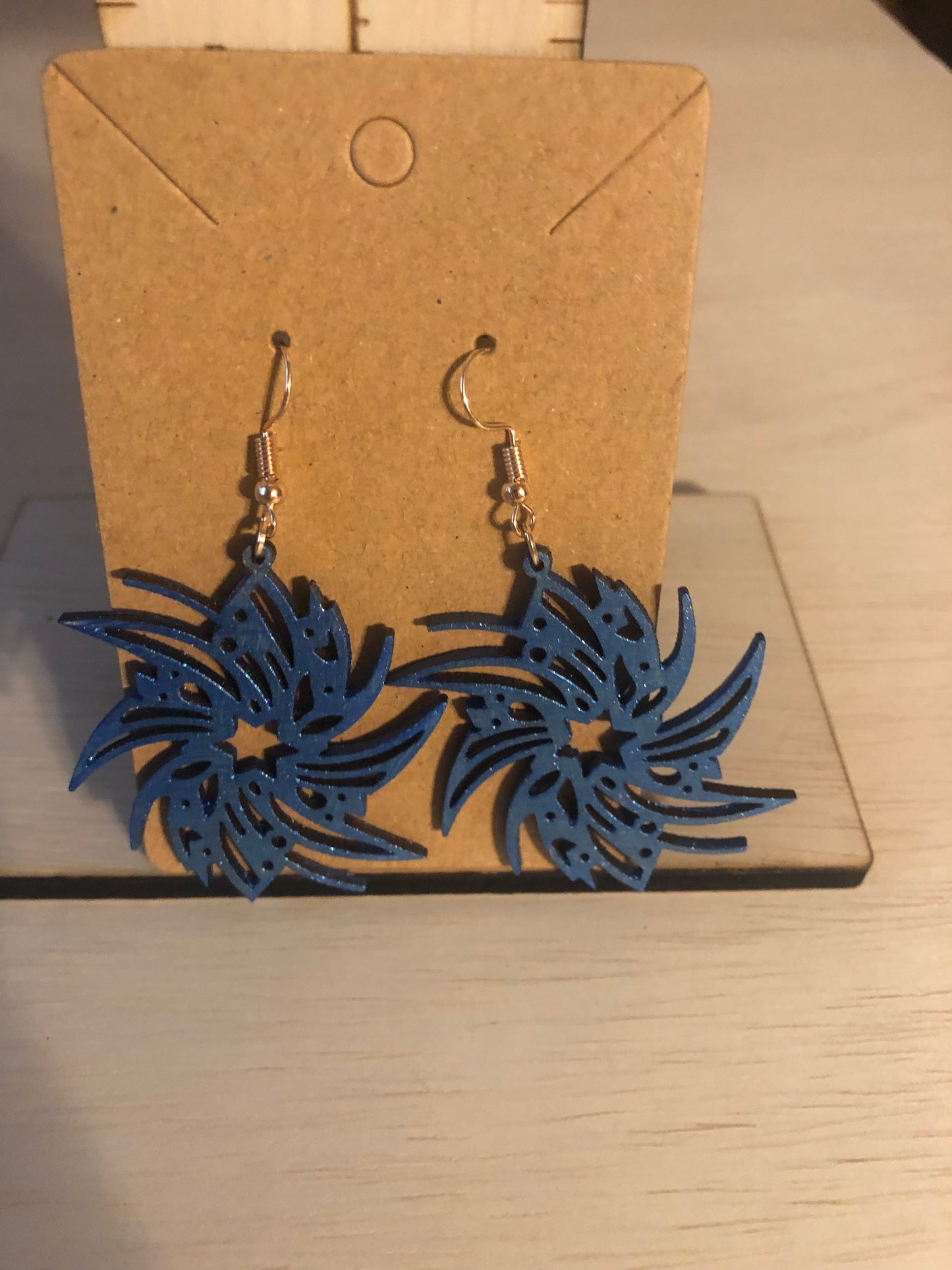 Swirling Galaxy Metallic Blue Earrings