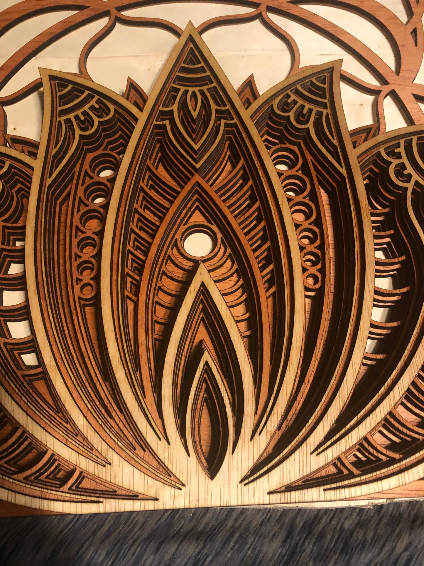 Lotus Mandala Laser Wood Art