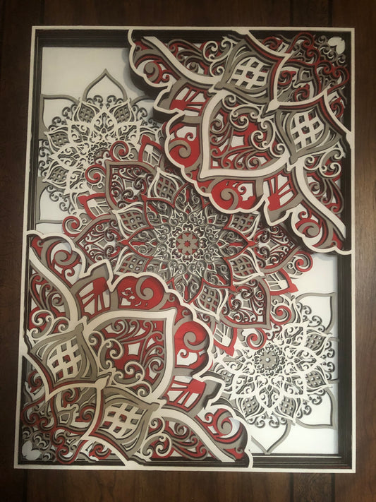 Red, White and Grey Mandala