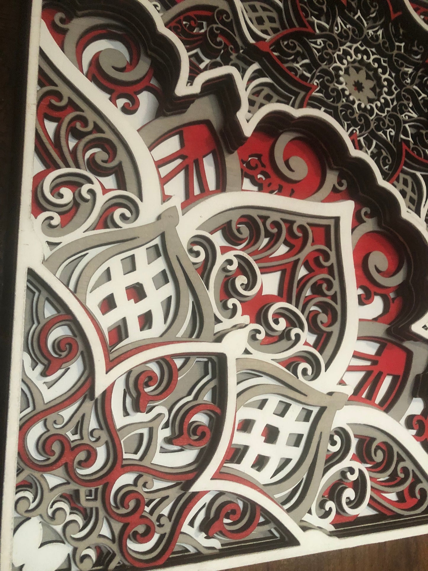 Red, White and Grey Mandala