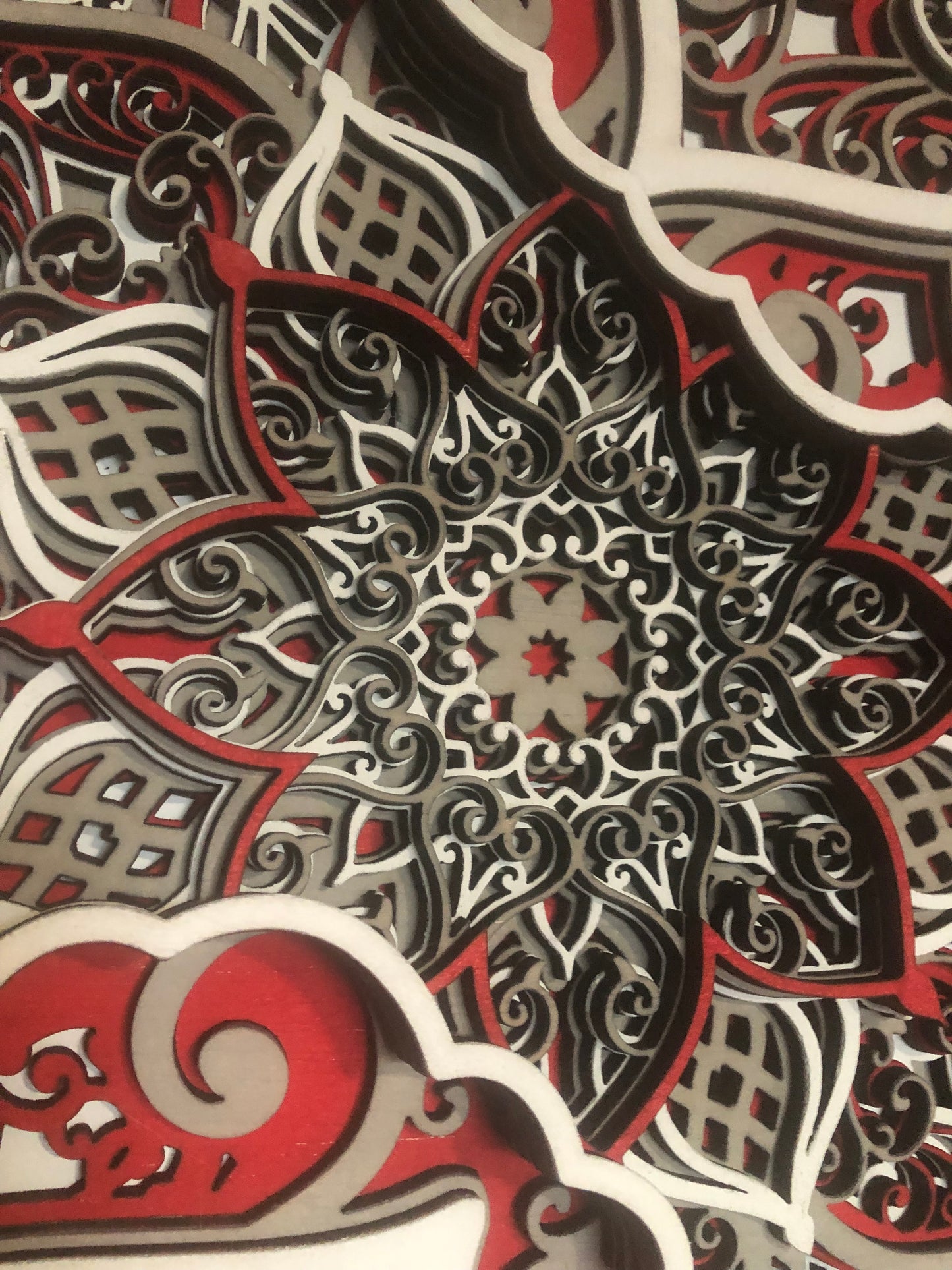 Red, White and Grey Mandala