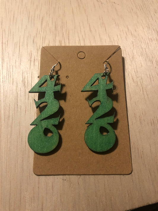 Glitter Green 420 Earrings