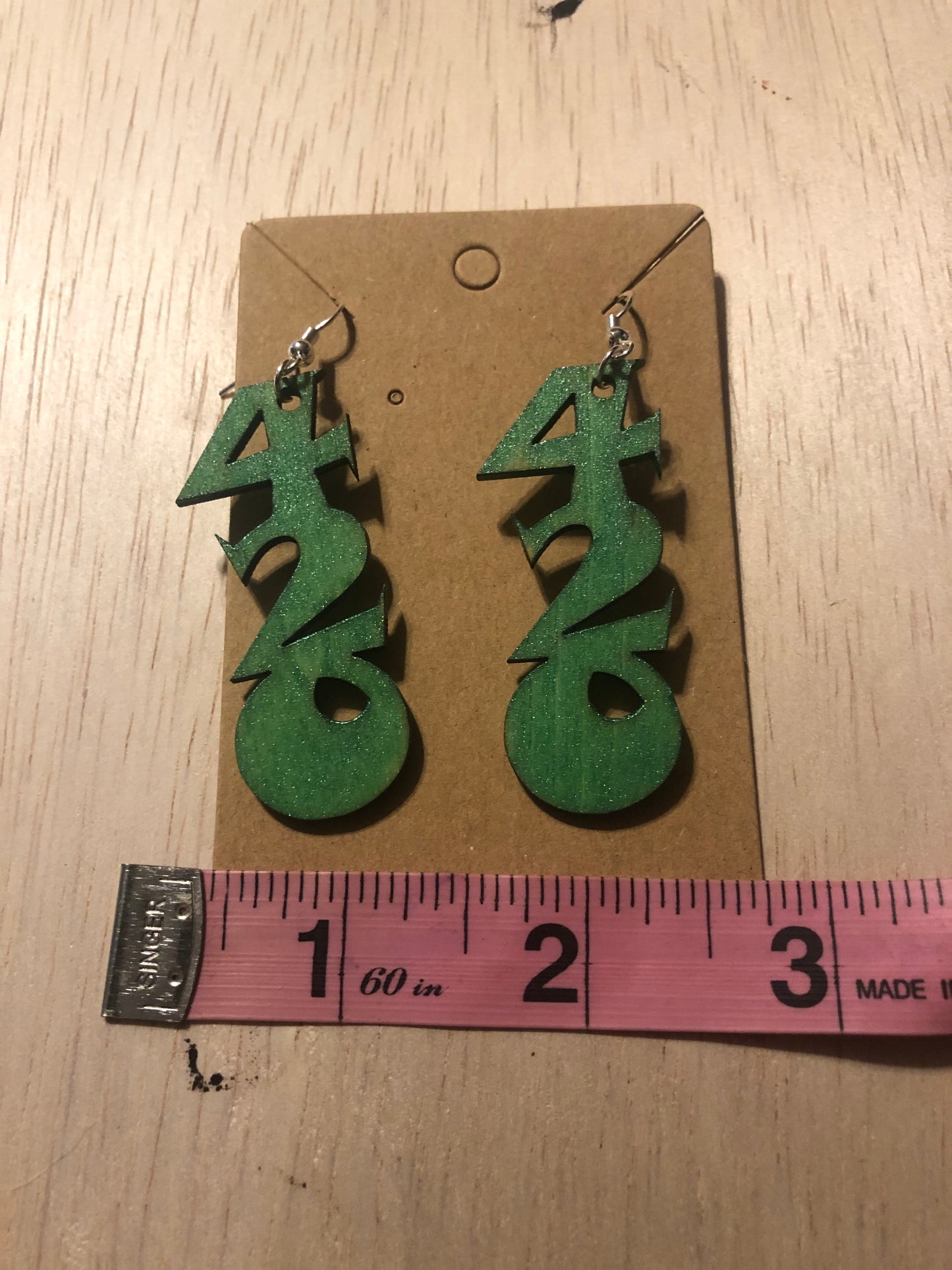 Glitter Green 420 Earrings